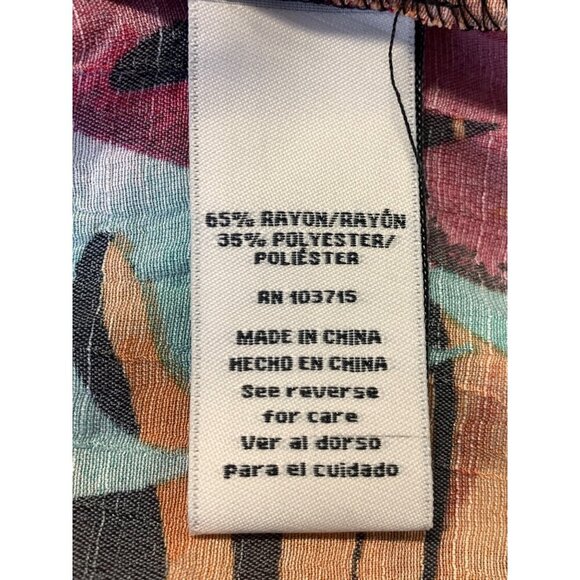 Zac & Rachel Womens XL Extra Large Tropical Peasant Blouse Top 3/4 Sleeve New - Picture 11 of 11